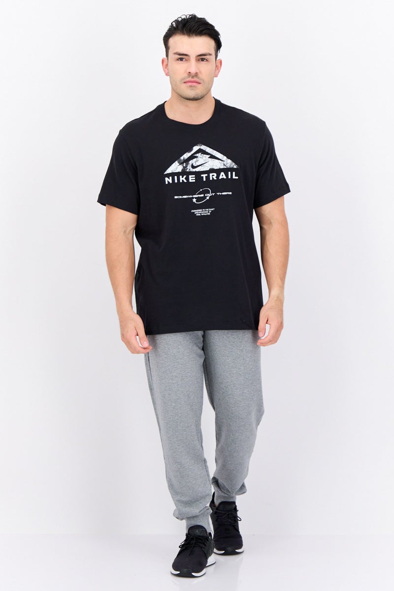 Nike تي شيرت جري قصير الأكمام للرجال بتقنية دري-فيت، أسود - Image 4